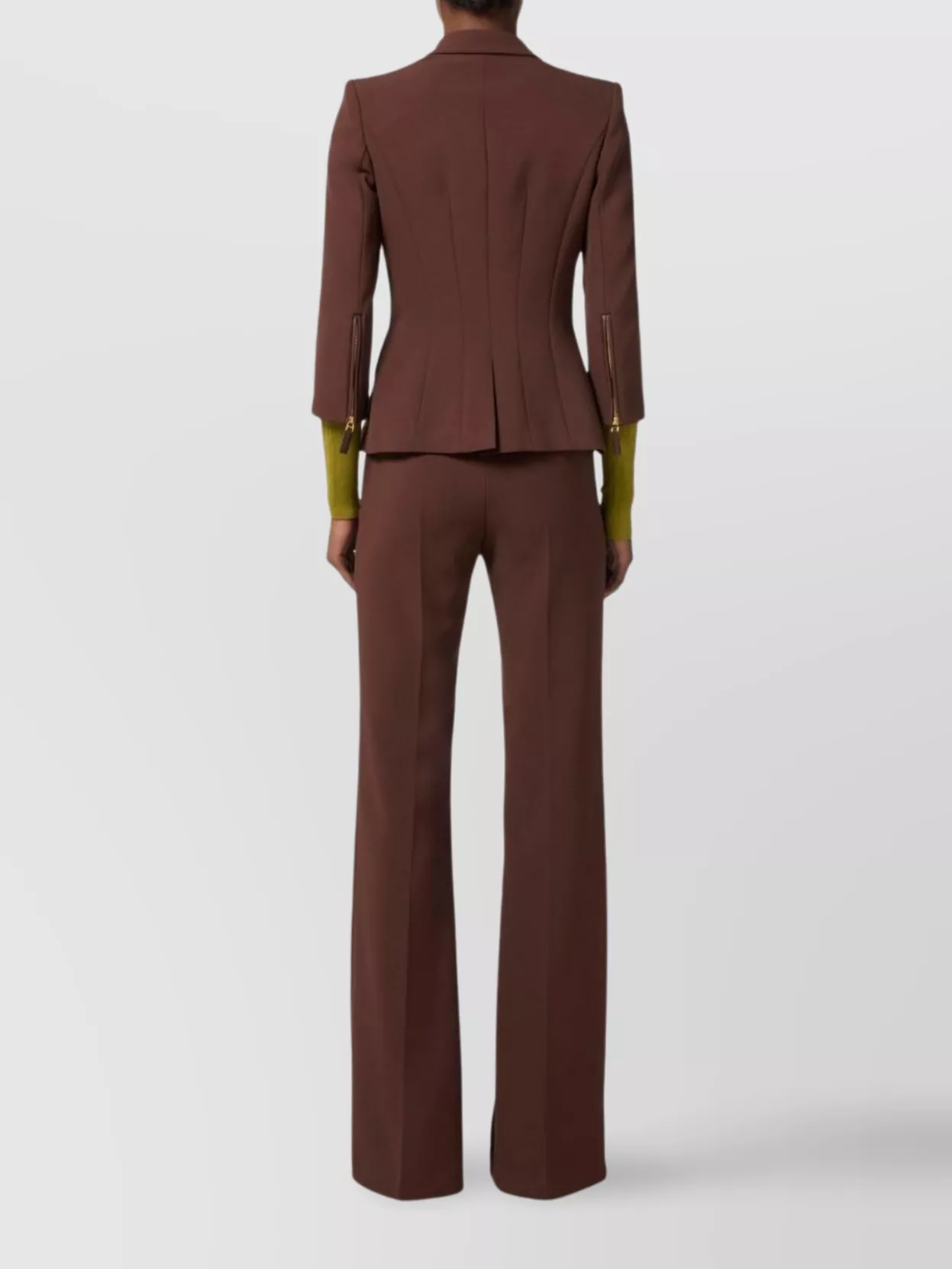 Elisabetta Franchi Structured Double-breasted Jacket Gold Buttons In Brown