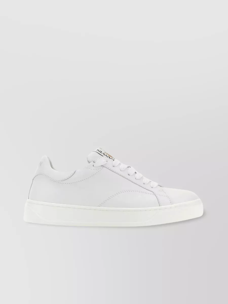 Shop Lanvin Flat Sole Calf Leather Sneakers In Grey