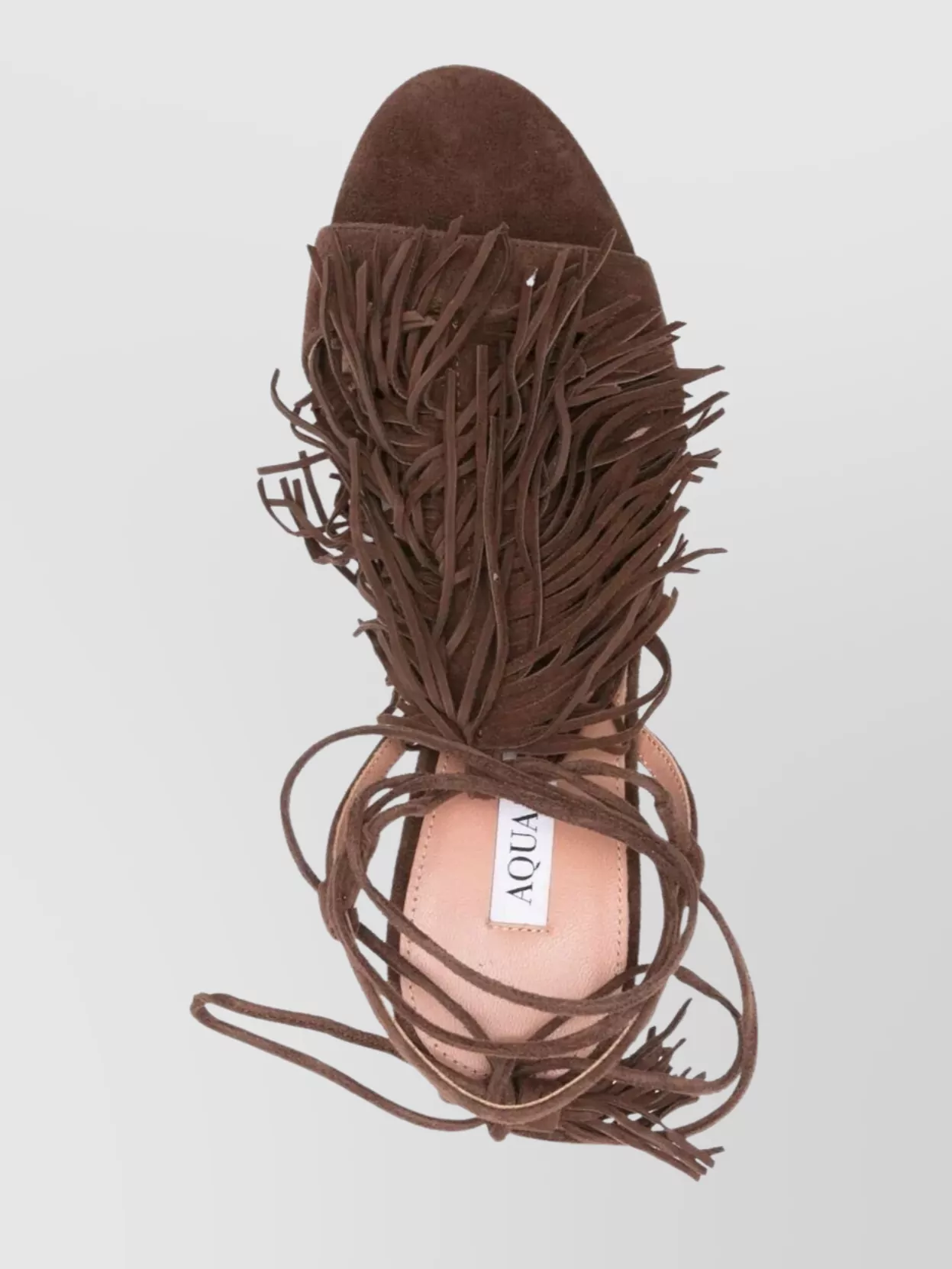 Aquazzura 85 Fringed Suede Open Toe Sandals