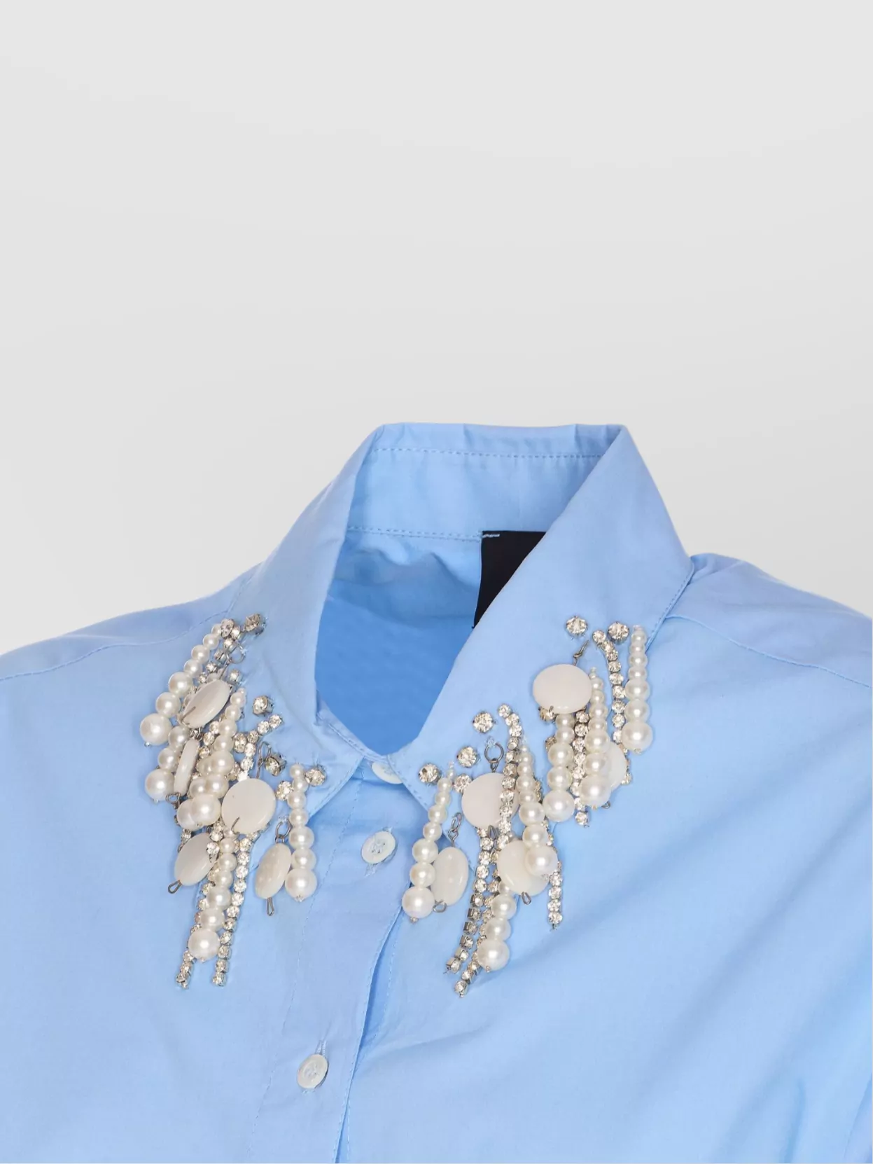 Pinko Charm Detail Crop Top With Embellished Collar