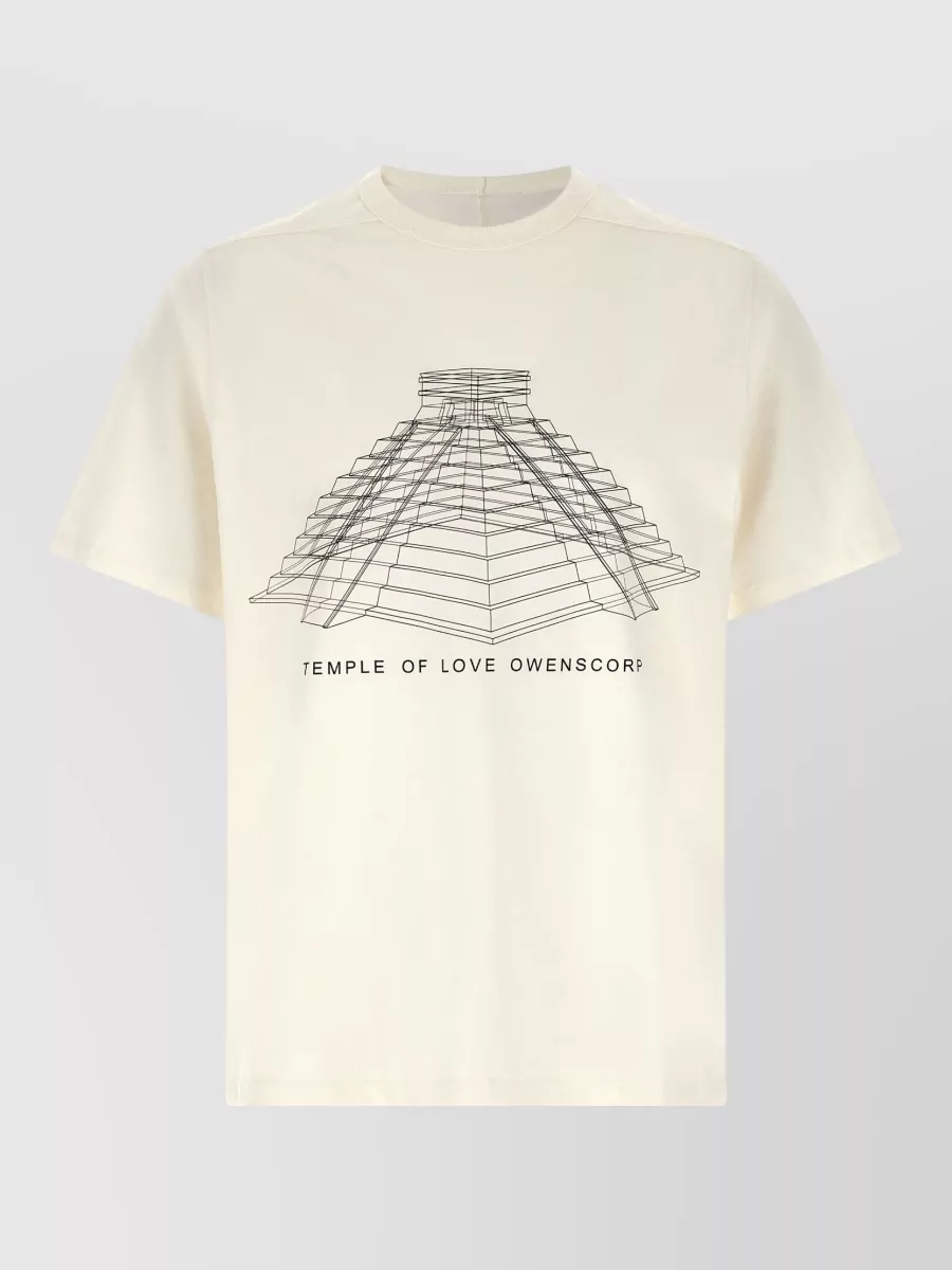 Rick Owens Cotton Temple Of Love Printed Crew Neck Short Sleeve T-Shirt