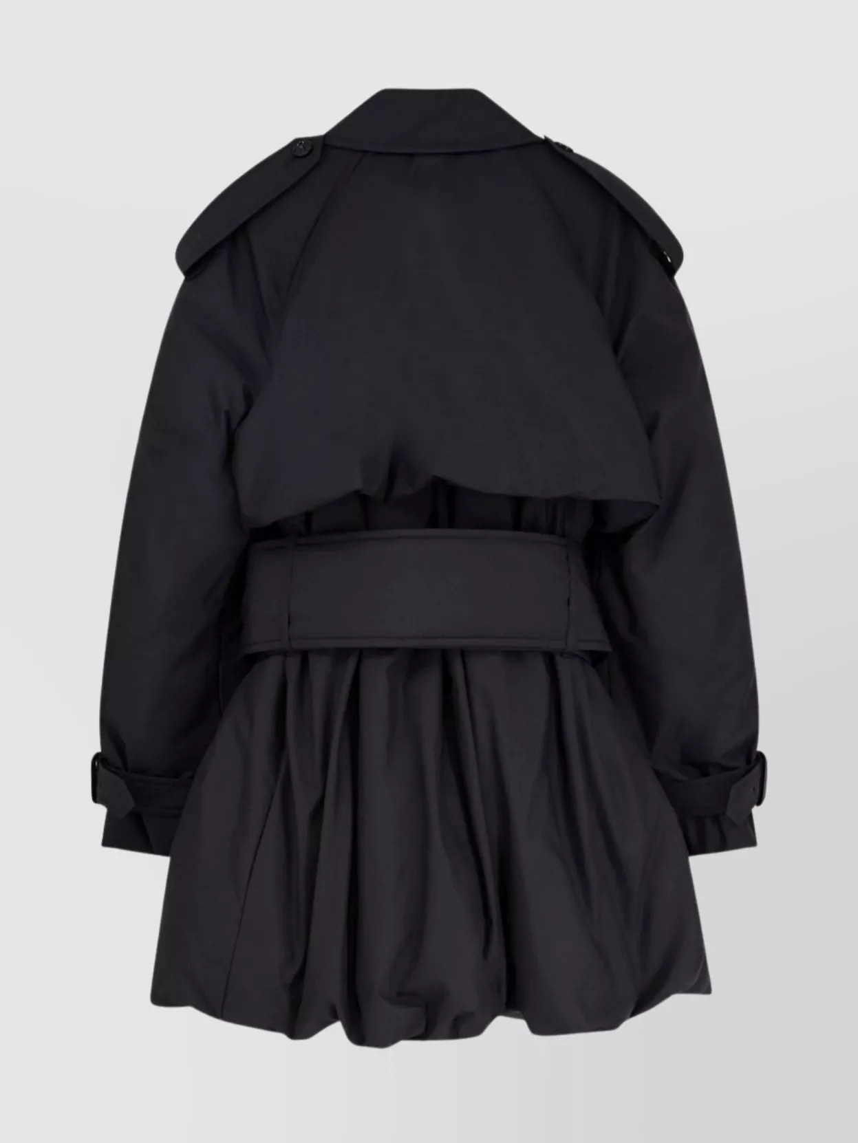Burberry Belted Long Jacket And Pockets In Black