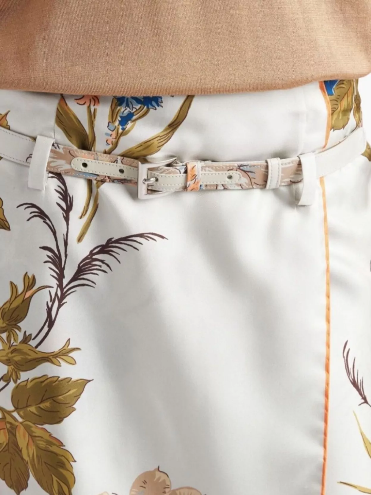 Prada Floral Print Silk Twill Skirt