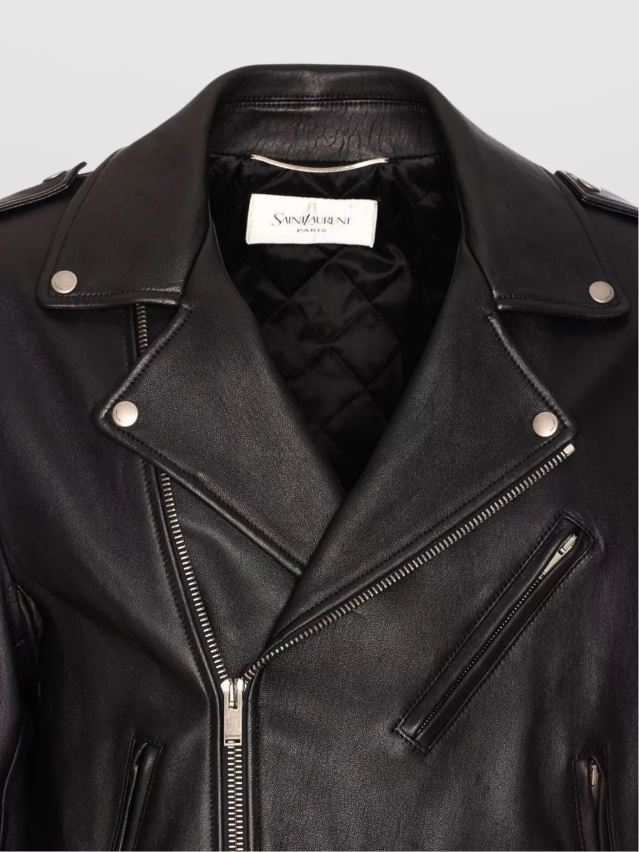 Saint Laurent Belted Leather Jacket Removable Detail