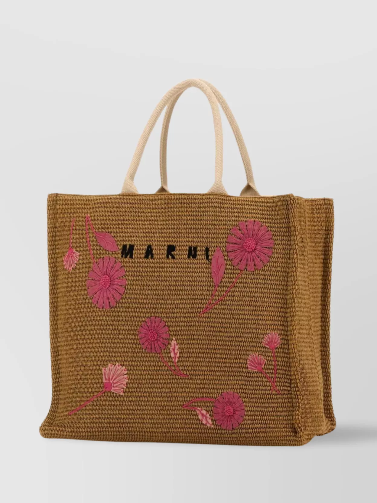 Marni Raffia Shopping Bag Embroidered Floral Design