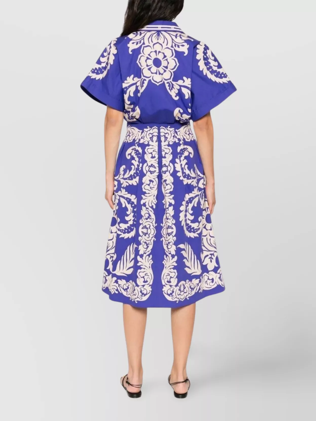 Etro Cotton Dress With Belt And Pleated Skirt