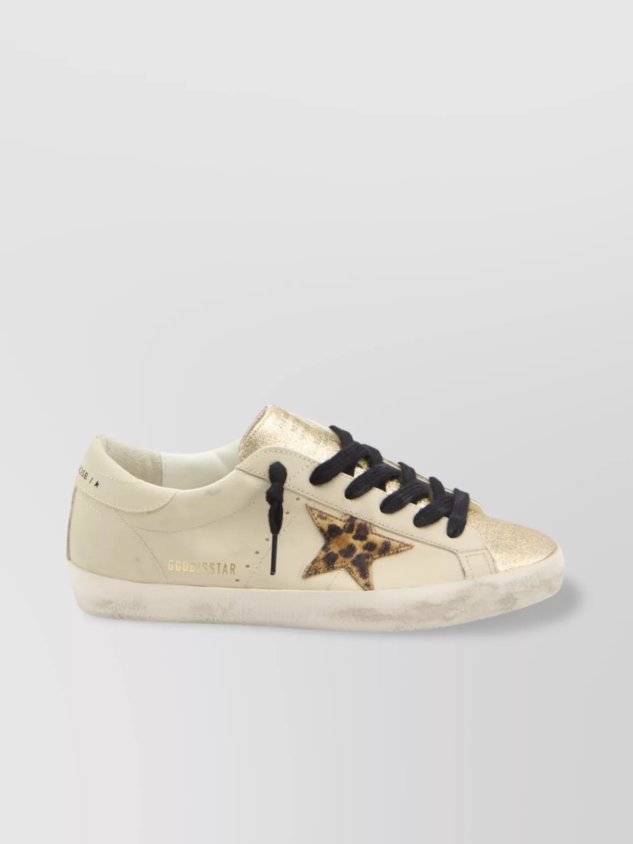 Golden Goose Women Super Star Leather Upper Glitter Toe And Tongue Leather Heel Leopard Horsy Star In Neutral