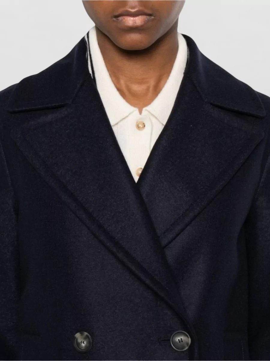 Harris Wharf London Wool Coat Double Breasted Front Pockets