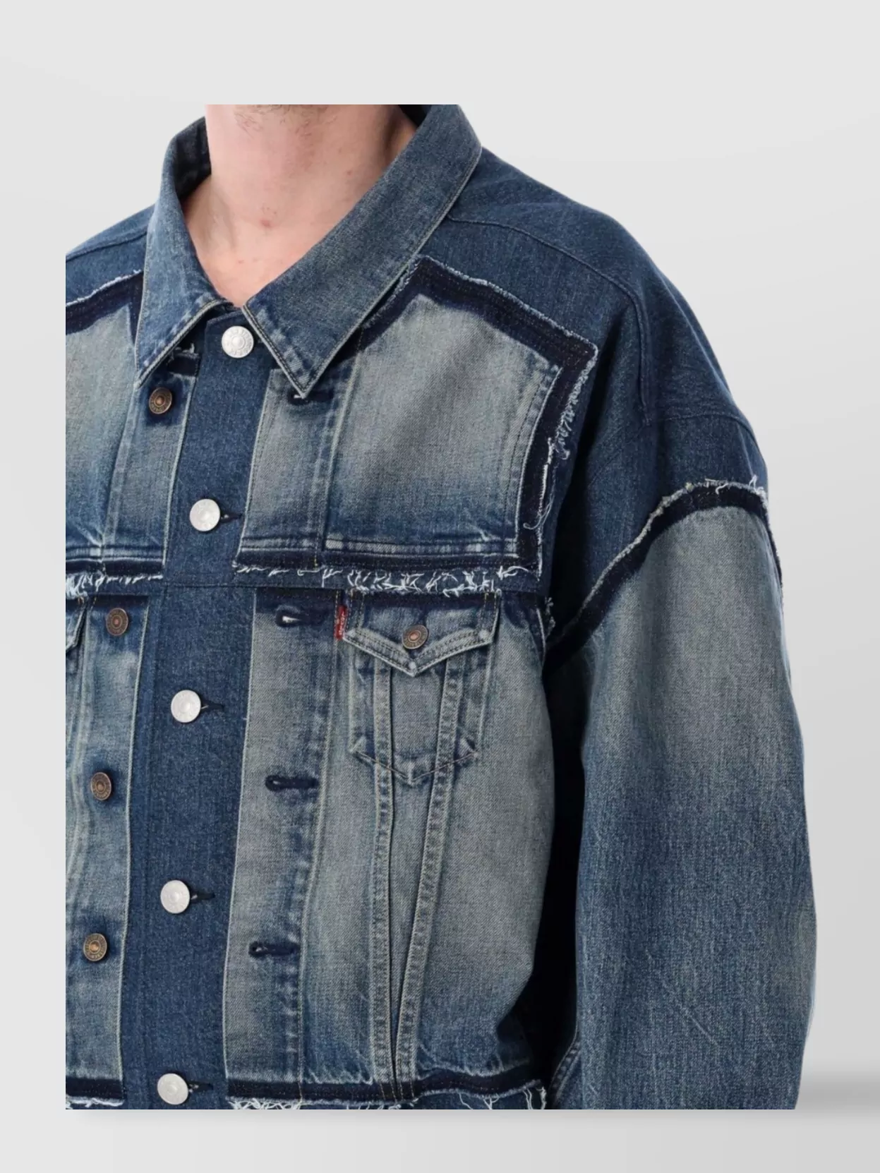 Junya Watanabe Distressed Denim Jacket With Frayed Hem