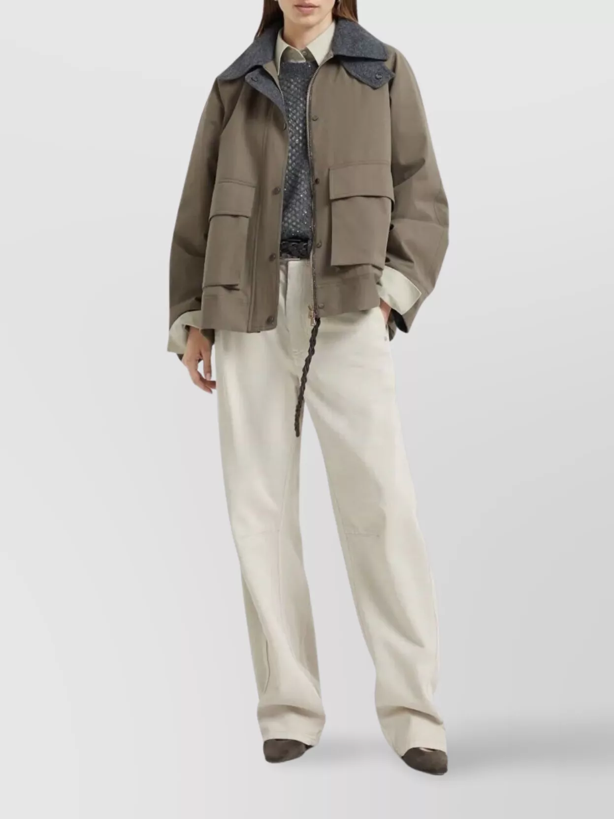 Brunello Cucinelli Straight Leg Trousers With Pockets In Neutral