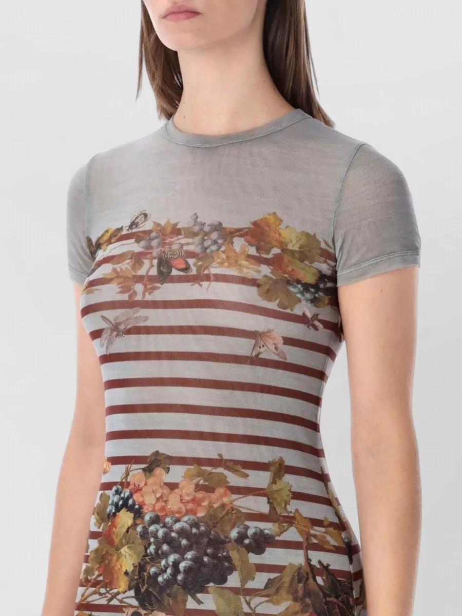 Jean Paul Gaultier Mesh Mini Dress Mariniere Floral Stripes