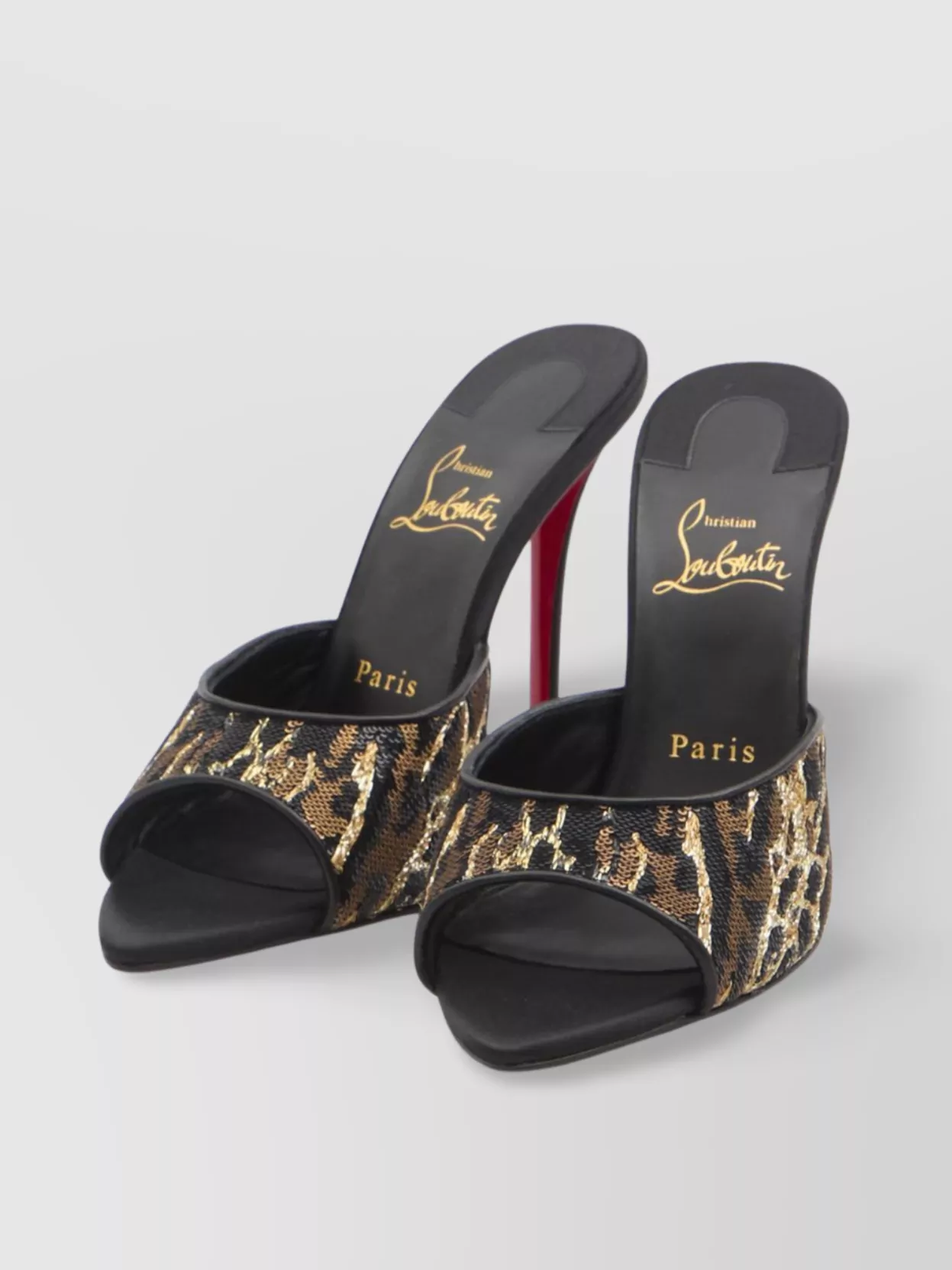 Christian Louboutin Z Mule Ocelot Sequin Embroidered Sandals