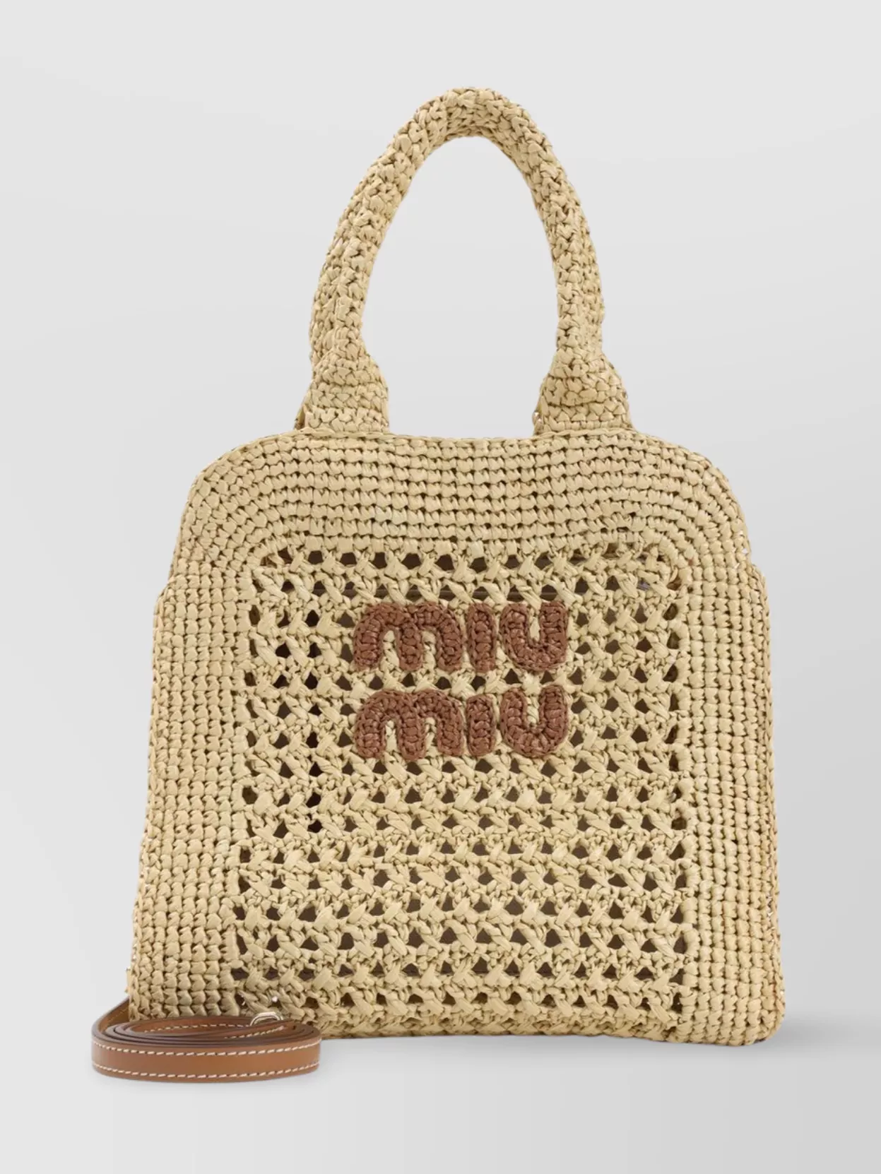 Miu Miu Handbag Raffia Leather Strap