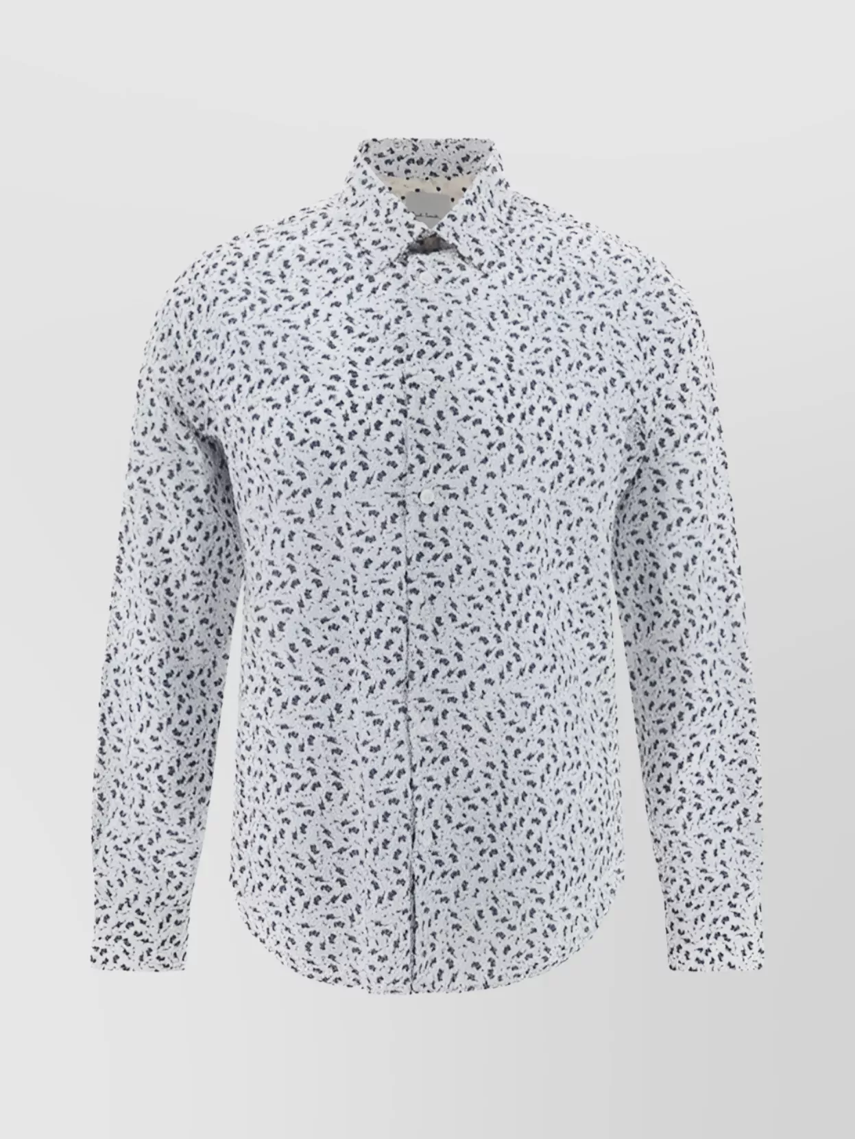 Paul Smith Slim Fit Shirt With Button-down Collar And Floral Pattern In White