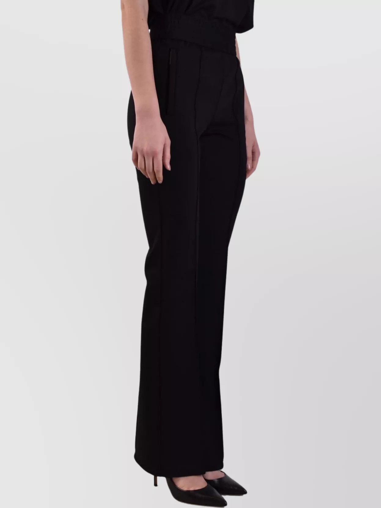 Off-White Elastic Waistband Straight Leg Trousers