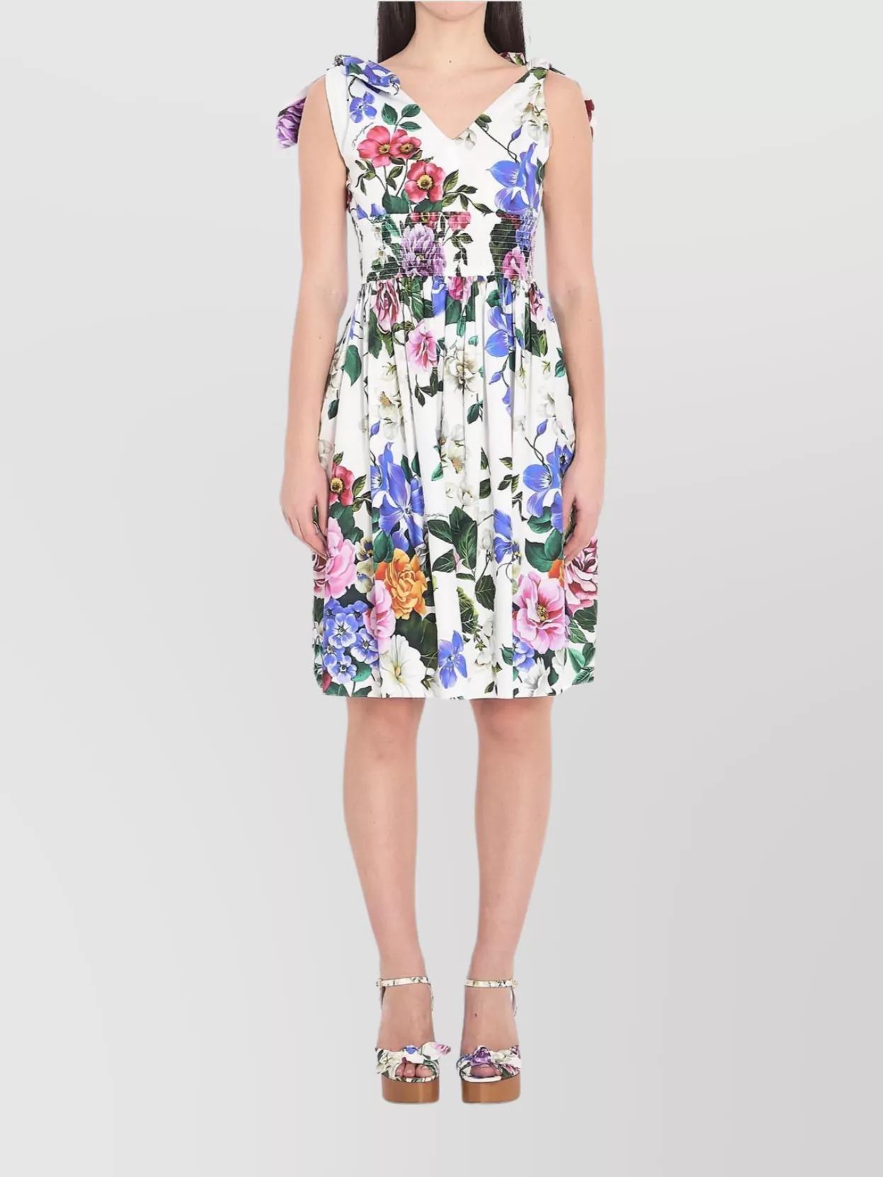 Dolce & Gabbana Floral Knot Midi Dress In Multi