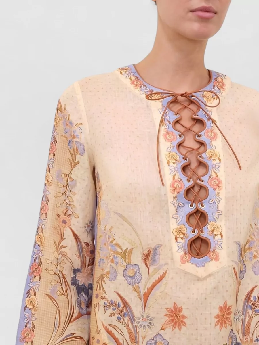 Zimmermann Linen Floral Mini Tunic Dress