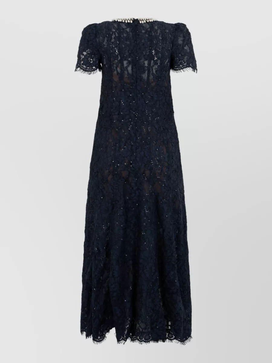 Self-Portrait Lace Short-Sleeve Maxi Dress