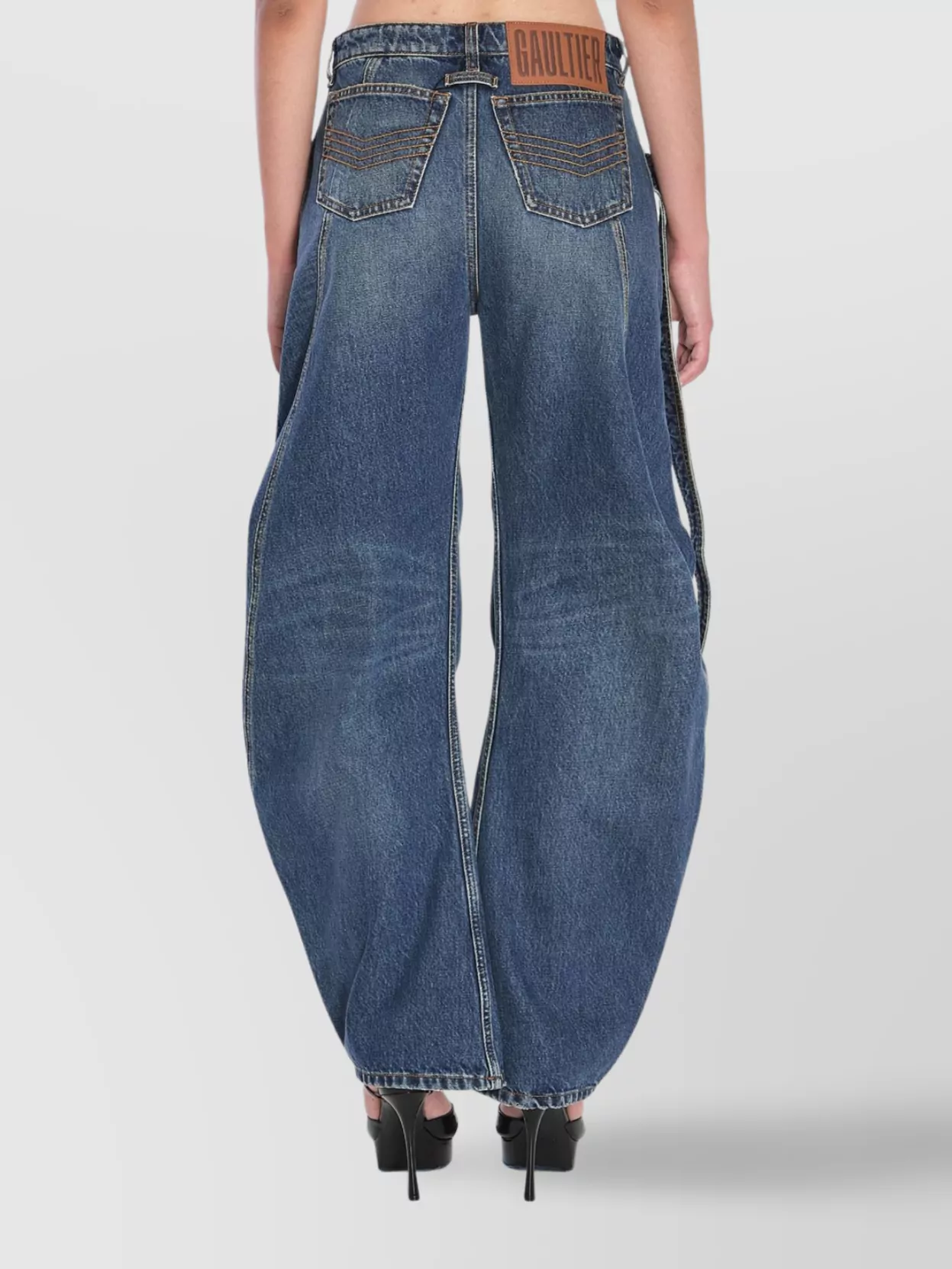 Jean Paul Gaultier Wide-Leg Denim Strap Trousers