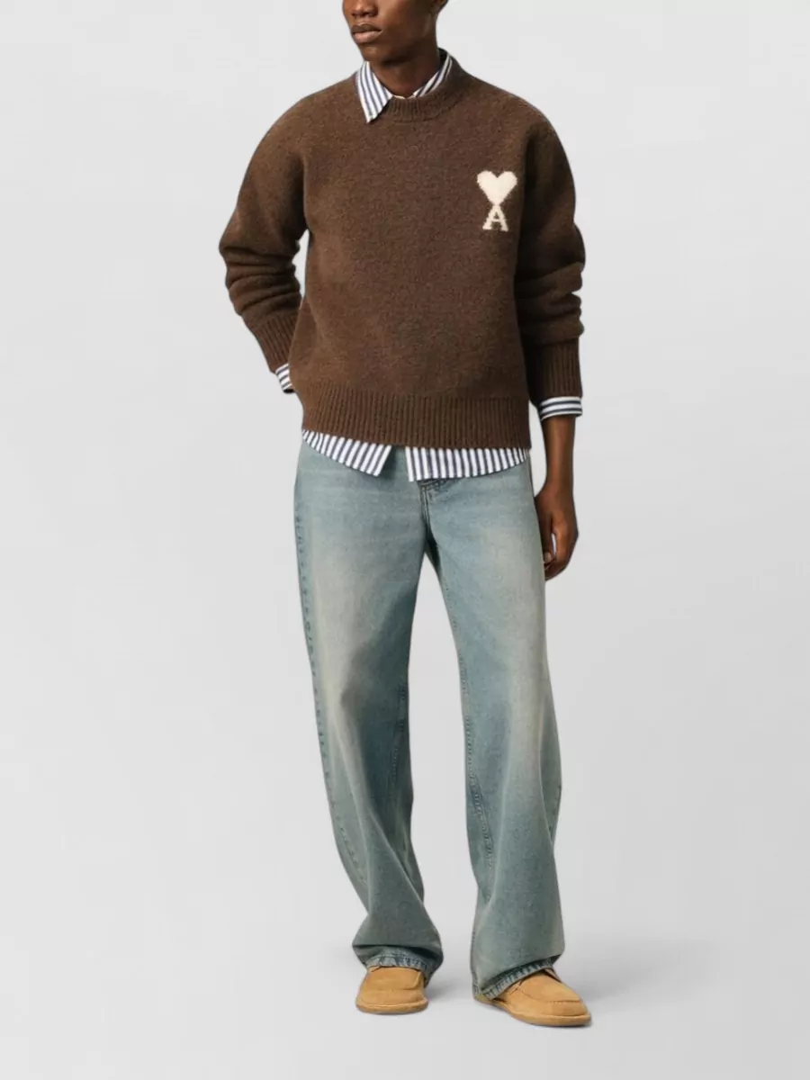 Ami Paris Alpaca Wool Crewneck Sweater