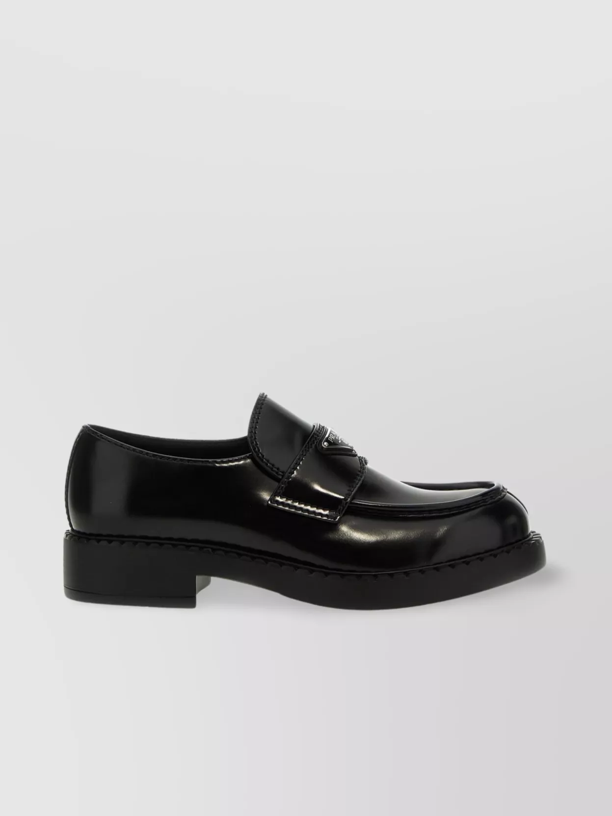 Prada Loafers Round Toe Stitched Detailing