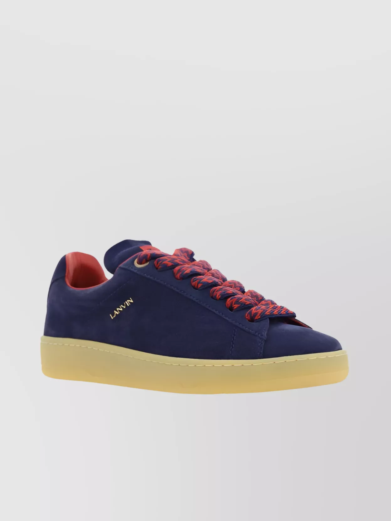 Lanvin Sneakers Calfskin Contrast Sole In Blue