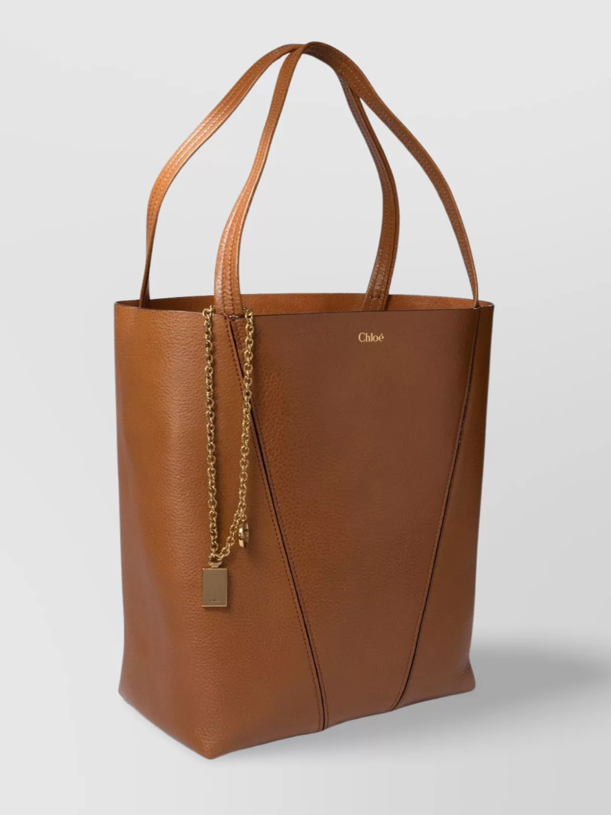 Chloé Structured Brown Shoulder Bag With Textured Finish