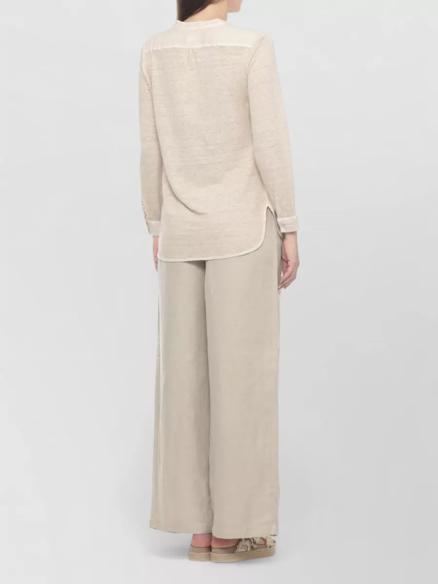 120% Lino Linen Long-Sleeve Blouse