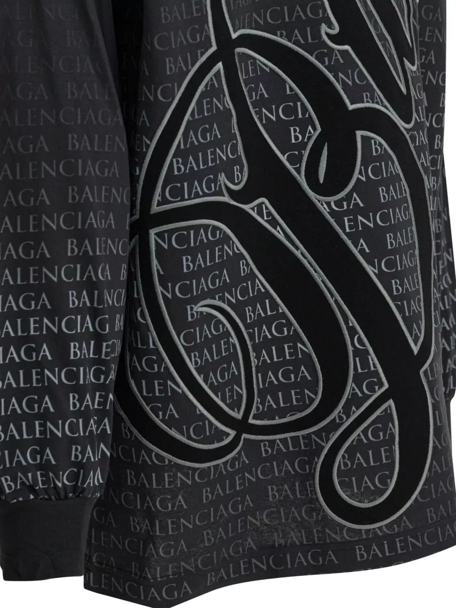 Balenciaga Crew Neck Graphic Long Sleeve T Shirt