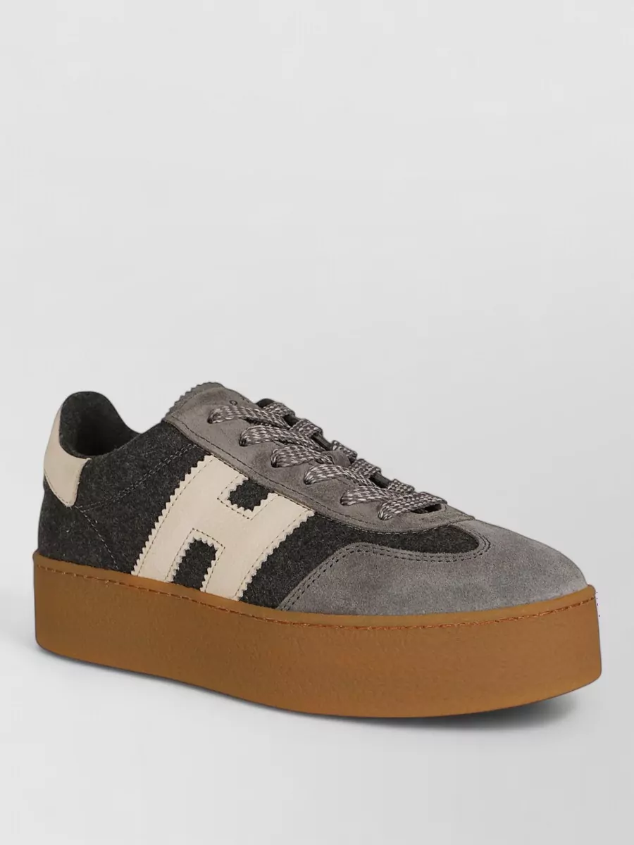 Hogan wool leather platform lace-up sneakers