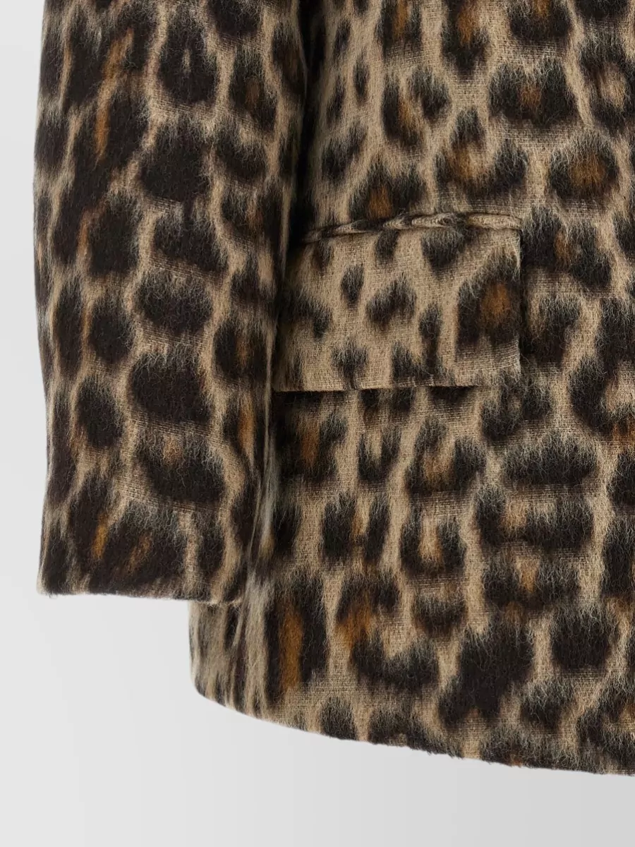 Alberto Biani Wool Animal-Print Oversized Jacket