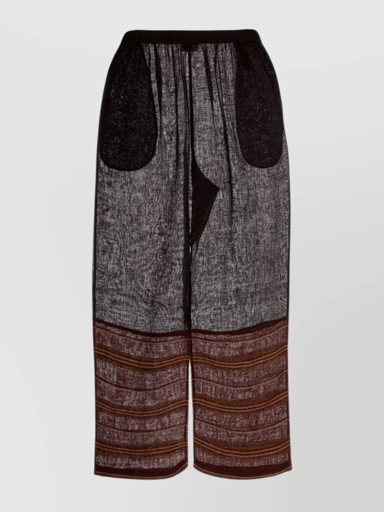 Tory Burch Wide-leg Linen Trousers Featuring Contrast Pockets In Multi