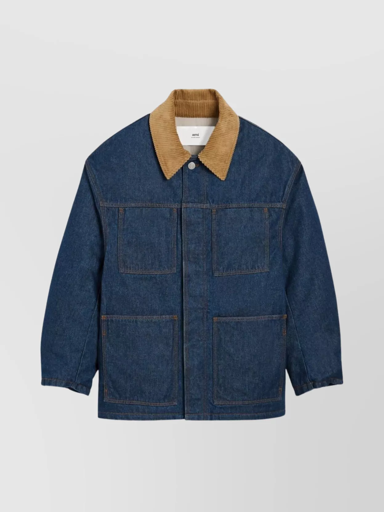 Ami Alexandre Mattiussi Ami Paris Indigo Blue Cotton Padded Worker Jacket In Blue