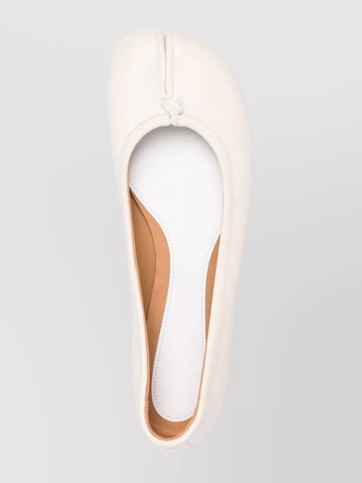 Maison Margiela Tabi Toe Flat Leather Slip-on Ballerina In White