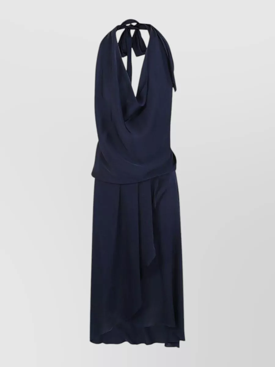 Silk95five Worth Ave Backless Bow Halter Midi Dress