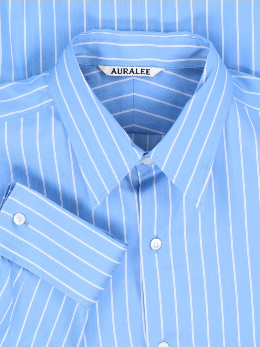 Auralee Silk Blend Striped Long-Sleeve Shirt