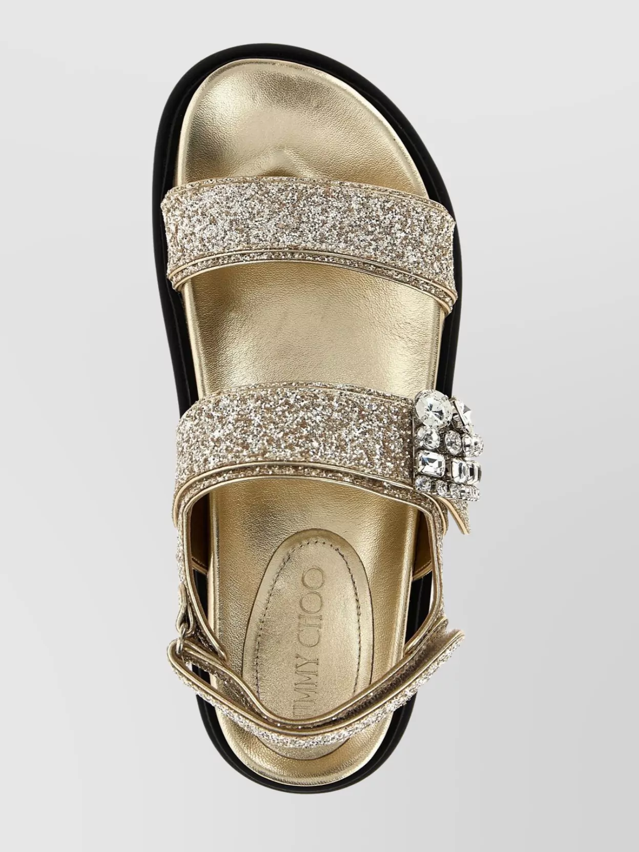 Jimmy Choo Sparkle Flat Sandals With Embellished Straps