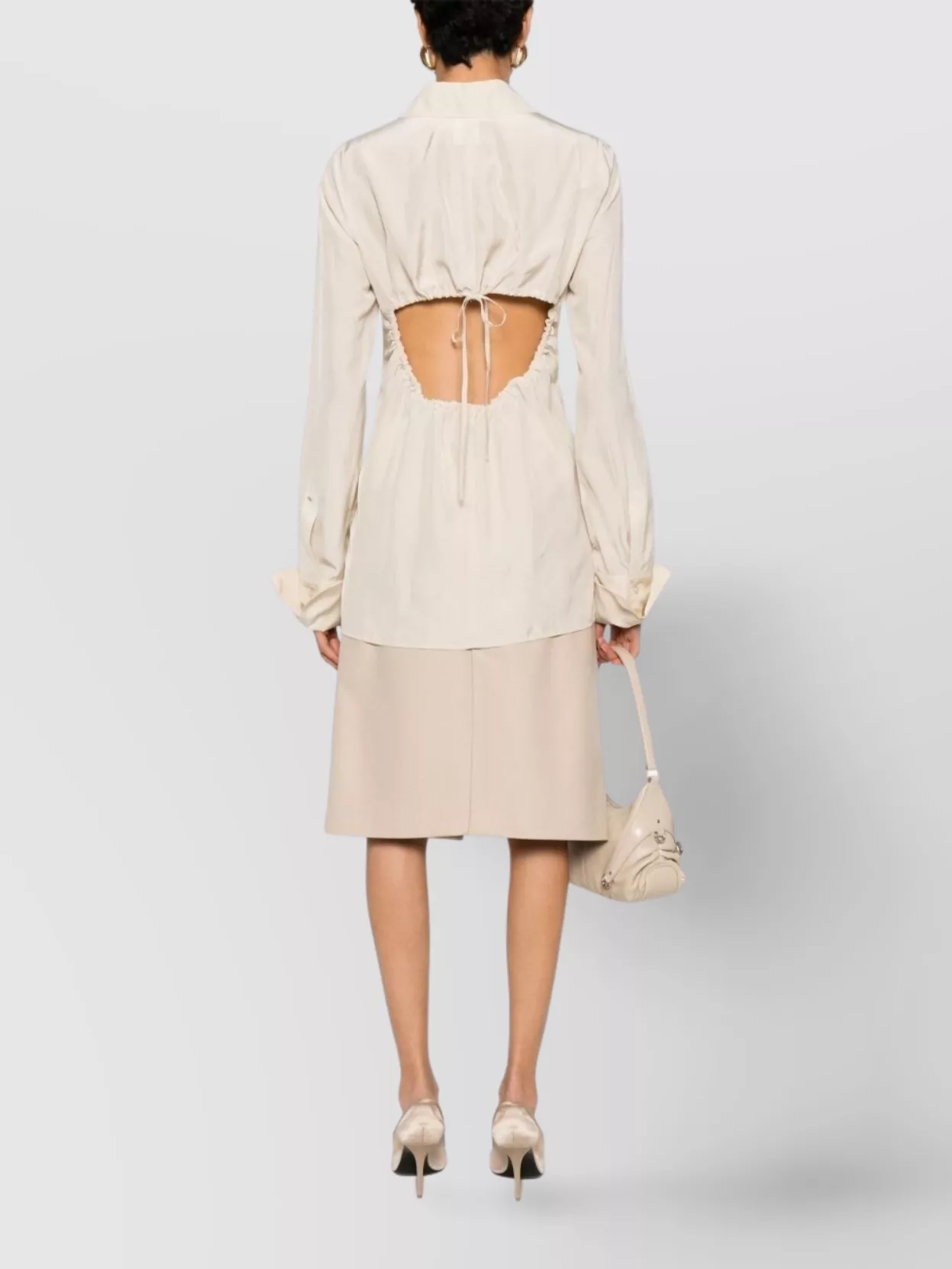 Sportmax Backless Long Sleeve Fitted Waist Shirt