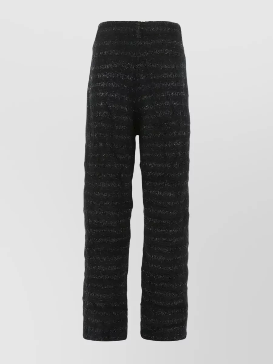 Shop Balenciaga Wide-leg Pant In Textured Tweed In Black