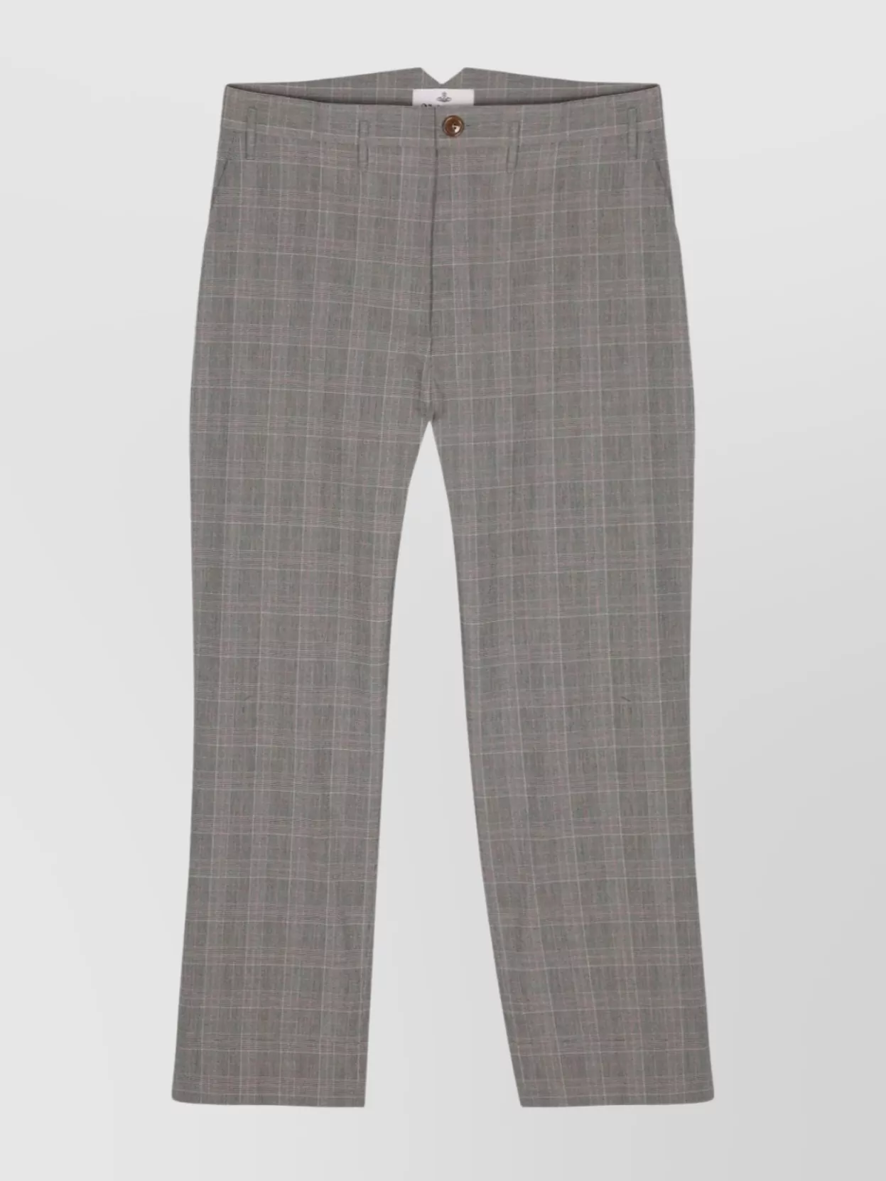 Shop Vivienne Westwood Tailored Checkered High-waisted Trousers In Grey