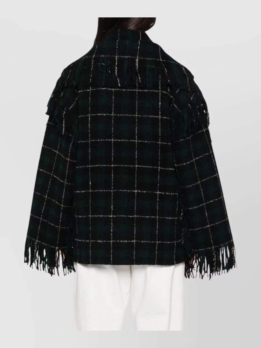 Totême Checked Wool Fringed Cape