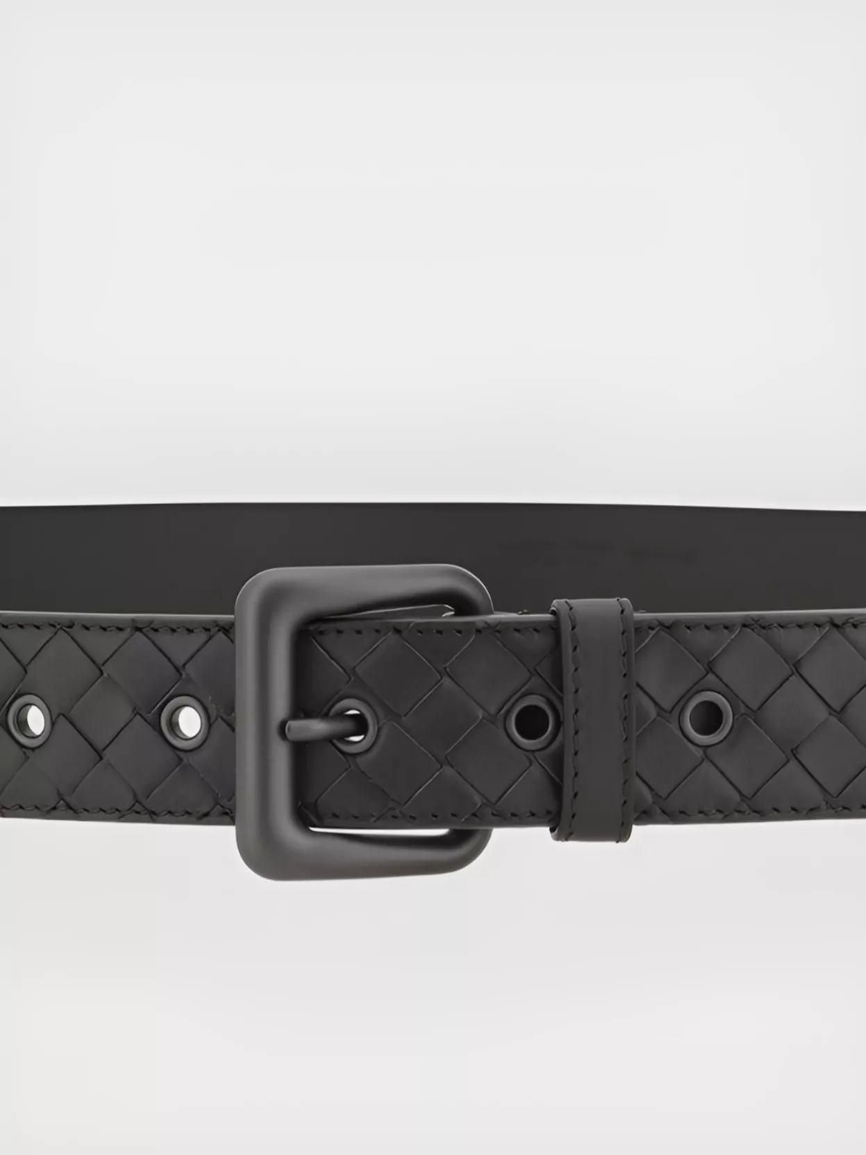 Bottega Veneta Woven Black Belt With Rectangular Bucklefinish