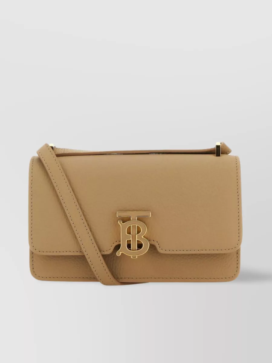 Shop Burberry Small Leather Shoulder Bag In Brown