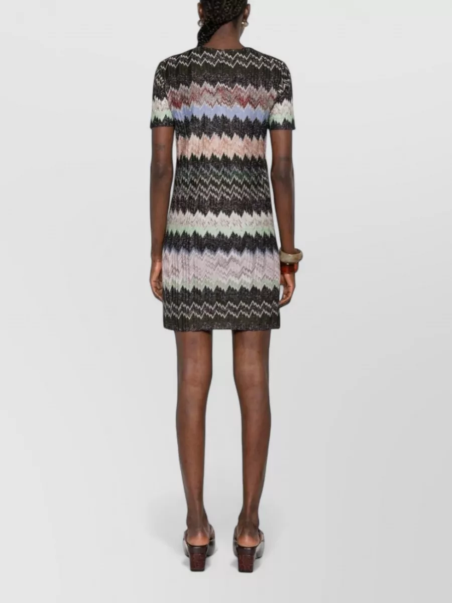 Missoni Metallic Zigzag Short-Sleeve Mini Dress