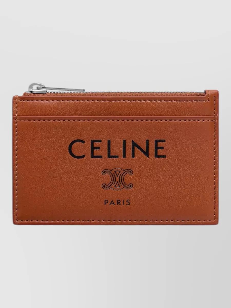 Celine leather zipped card holder