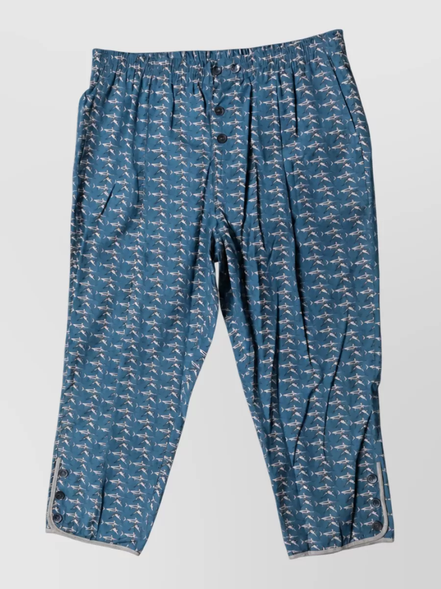 Dolce & Gabbana Shark Print Cropped Beach Trousers In Blue