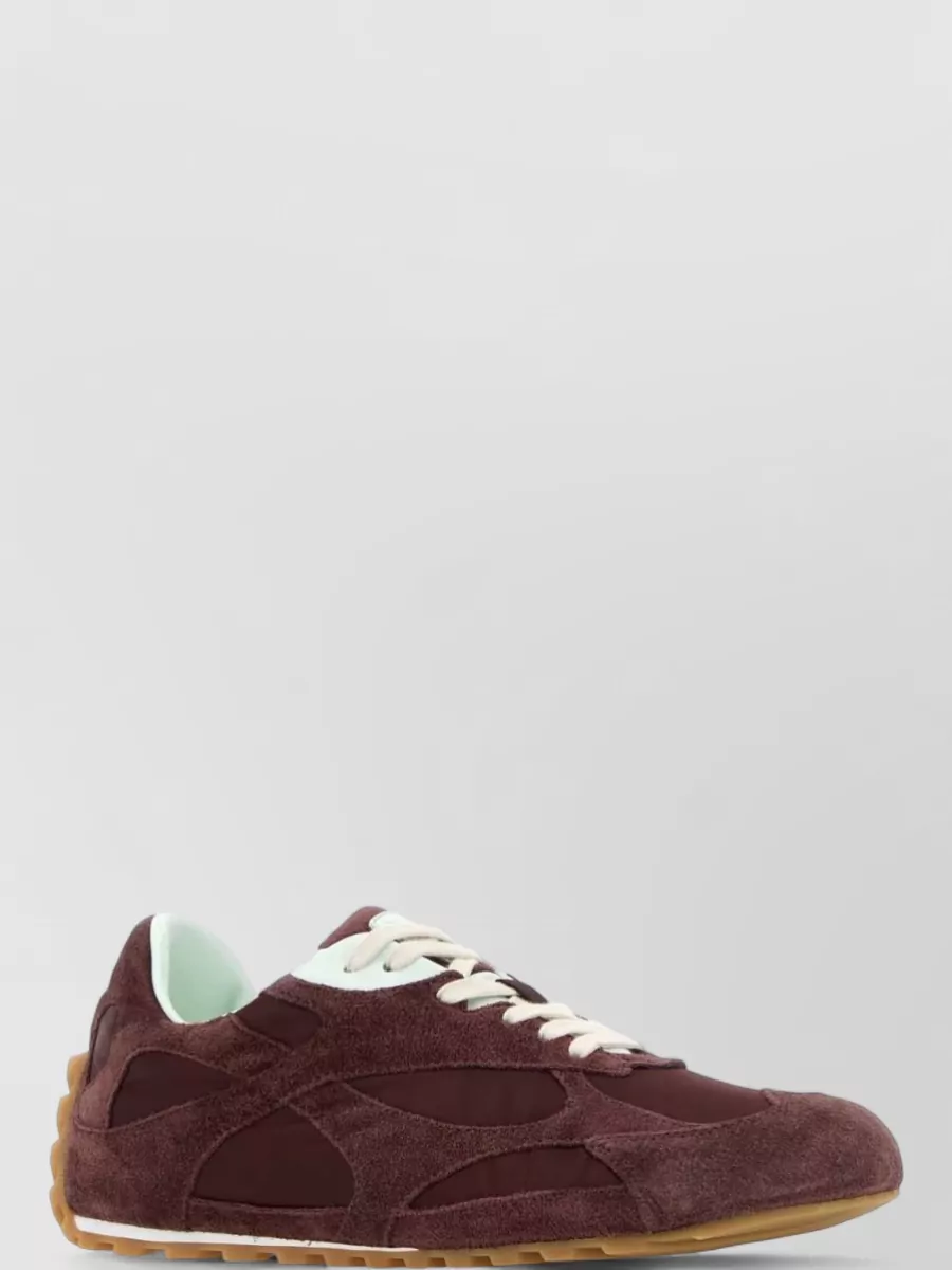 Bottega Veneta suede and fabric low-top lace-up sneakers