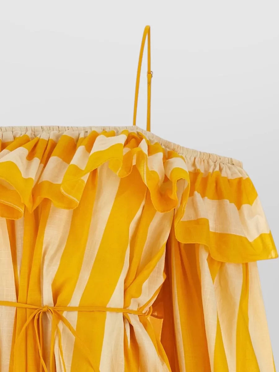 Zimmermann Cotton Striped Off-Shoulder Mini Dress