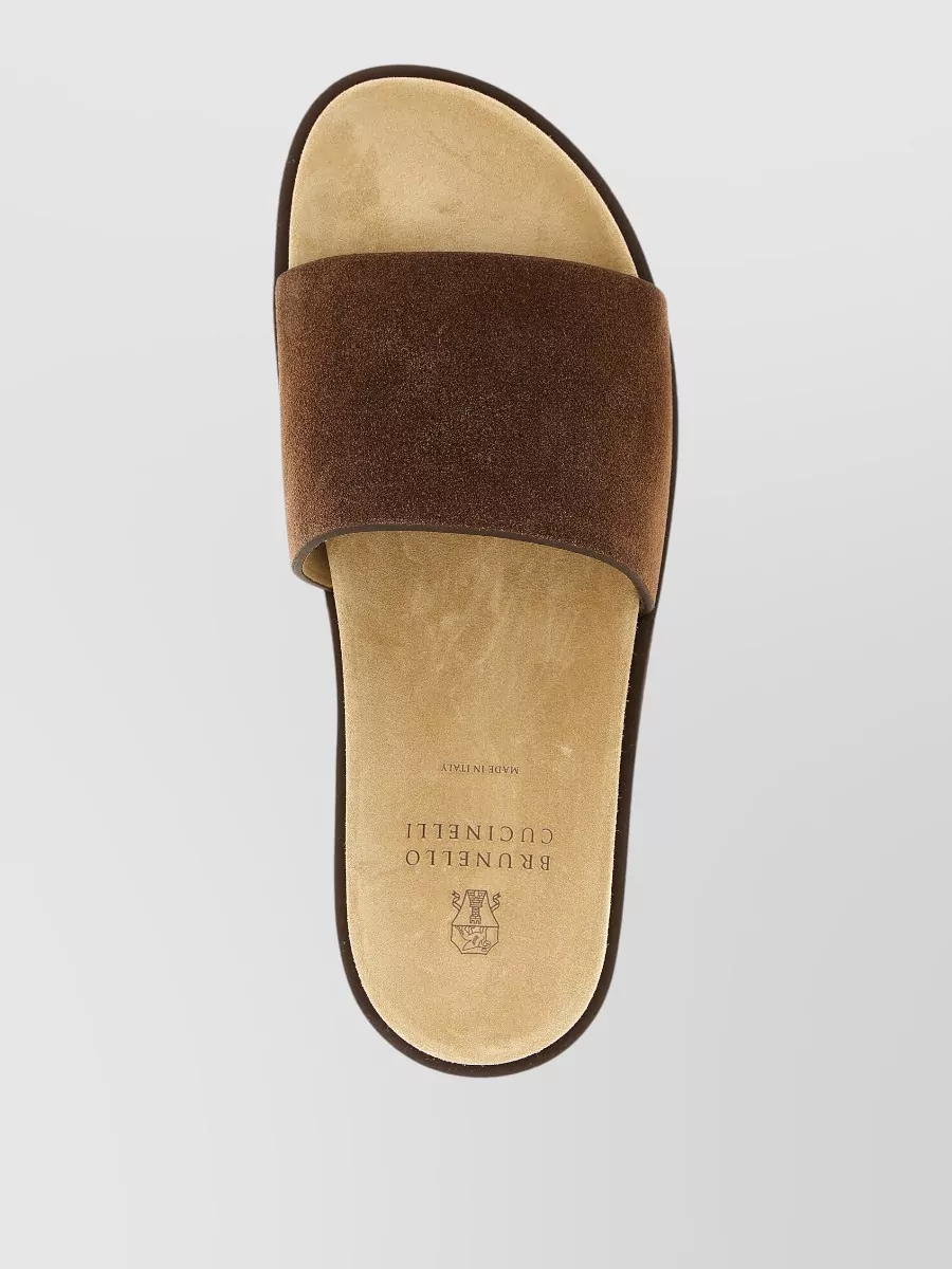 Brunello Cucinelli Suede Leather Slides