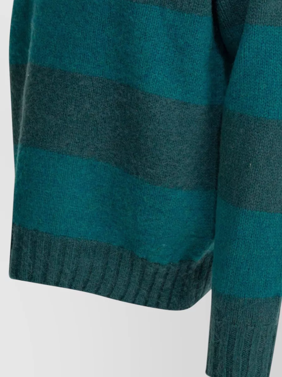 Beams Plus Crew Neck Striped Knitwear Long Sleeves